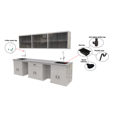 LAB WALL BENCH cw OVERHEAD CABINET